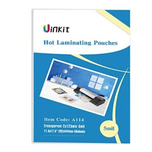 uinkit hot thermal laminating pouches 5mil thick for extra protection 11.5×17.5 inches laminating sheets for sealed 11x17inches document and photo 50 pack a3 menu taloid size