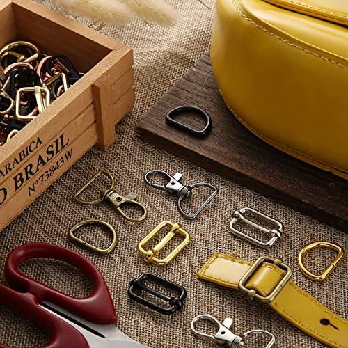 56 Pieces D Rings for Purse Bag Hardware Purse Hardware for Bag Making Buckles Craft (Mixed Color,25 mm)