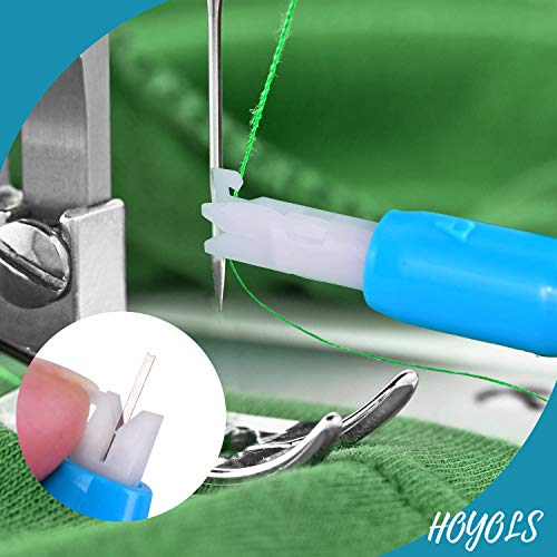 HOYOLS 2pcs Machine Needle Inserter & Threader, Sewing Machine Automatic Threader for Household Machine Threading Craft Tool (Blue & White)