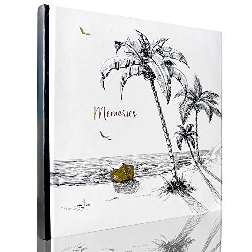 Holoary Photo Album 4x6 160 Photos Two Pictures Per Page, Memo Writing Area for Each Pocket, 160 Pockets 4”x6”, Printed Book Cover Travel Design Natural Beach Memories