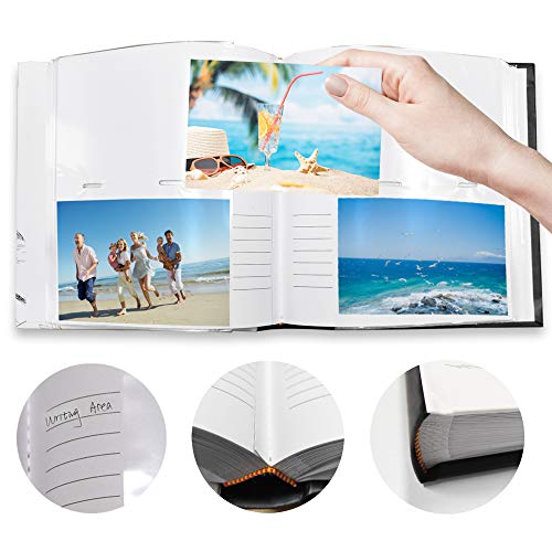 Holoary Photo Album 4x6 160 Photos Two Pictures Per Page, Memo Writing Area for Each Pocket, 160 Pockets 4”x6”, Printed Book Cover Travel Design Natural Beach Memories