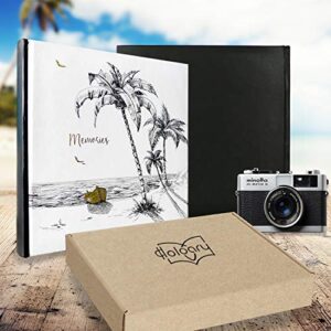 Holoary Photo Album 4x6 160 Photos Two Pictures Per Page, Memo Writing Area for Each Pocket, 160 Pockets 4”x6”, Printed Book Cover Travel Design Natural Beach Memories