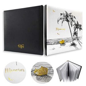 Holoary Photo Album 4x6 160 Photos Two Pictures Per Page, Memo Writing Area for Each Pocket, 160 Pockets 4”x6”, Printed Book Cover Travel Design Natural Beach Memories