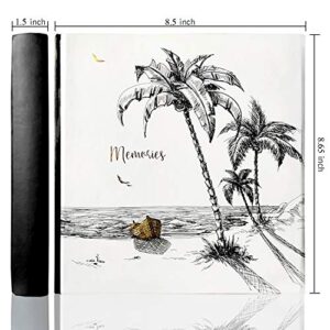 Holoary Photo Album 4x6 160 Photos Two Pictures Per Page, Memo Writing Area for Each Pocket, 160 Pockets 4”x6”, Printed Book Cover Travel Design Natural Beach Memories