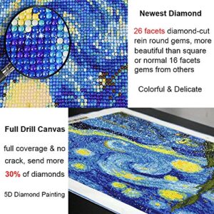 Full Drill 5D Diamond Painting 20X16 inch, OWAY Paint by Number Kits Starry Night Diamond Painting Kits for Home Wall Decor