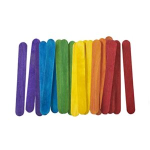 Colored Popsicle Sticks for Crafts - [100 Count] 6 Inch Jumbo Multi-Purpose Wooden Sticks