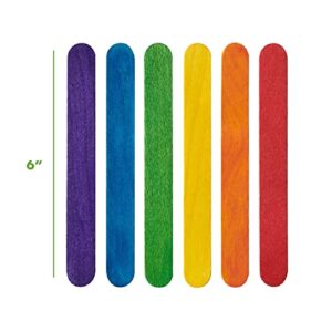 Colored Popsicle Sticks for Crafts - [100 Count] 6 Inch Jumbo Multi-Purpose Wooden Sticks