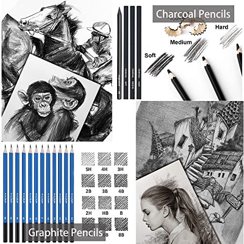 Premium Drawing Pencil Set(96pcs),including 72 Colored Pencils and 24 Sketch Kit,Art Pencil Kit in Zippered Travel Case, for Drawing,Sketching and Coloring,Ideal for Beginner,Artists and Adults