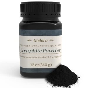 12oz pure graphite powder – amazing artistic powdered graphite for sketching, etc – professional powdered graphite, easy melt color – by godora