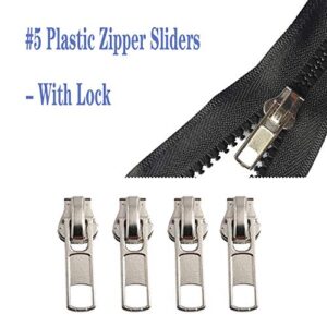 Meikeer 12 Pieces #5 Zipper Slider Repair Kits Black Bronze and Silver Zipper Sliders Zipper Pull Replacement for Metal Plastic and Nylon Coil Jacket Zippers