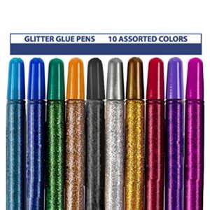 Tassel Toppers 10 Pack - Non-Toxic Washable Glitter Glue Stick Set, Glitter Glue Gel Pens for Art Projects, Grad Caps Assorted Colors Glue Stick, Decorating Supplies, Glitter Pens,