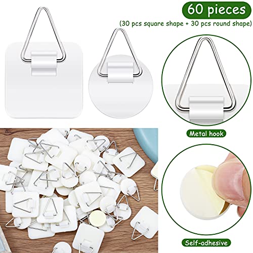 60 Pieces Invisible Adhesive Plate Hanger Plastic Adhesive Picture Hangers Without Nails Adhesive Vertical Plate Holders Sticky Hangers for Plate Photo Picture Frame Wall Art Decoration