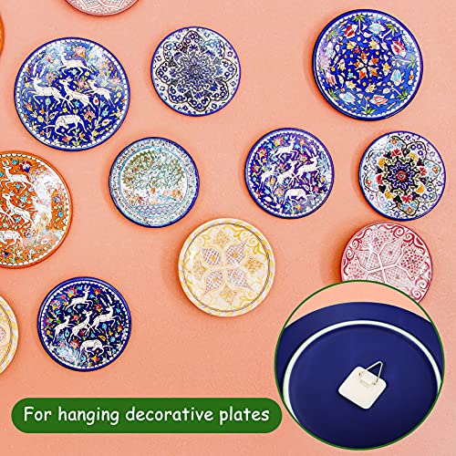 60 Pieces Invisible Adhesive Plate Hanger Plastic Adhesive Picture Hangers Without Nails Adhesive Vertical Plate Holders Sticky Hangers for Plate Photo Picture Frame Wall Art Decoration