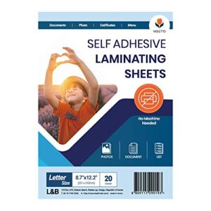 20 pack self adhesive laminating sheets, 4 mil thickness (8.5×11 inch) peel and stick clear self seal laminating sheets by violetto