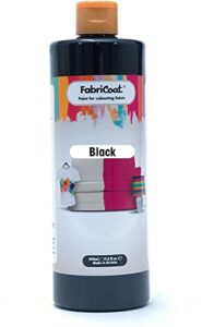 fabricoat dark fabric paint – used for restoring or changing the color of couches, chairs, upholstery, soft furnishings, car interiors, clothing, & footwear (size 17oz/ 500ml, black)