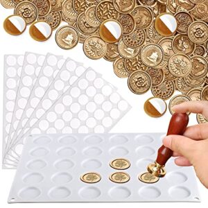 palksky wax seal mat for wax sealing stamp, 30-cavity wax seal molds silicone with 250 pcs removable adhesive dots for diy craft adhesive waxing