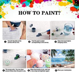 LWZAYS Paint by Numbers for Adults Beginner,4 Pack DIY Adult Paint by Number Kits On Canvas Butterfly Flowers Acrylic Paint,Drawing Paintwork with Paintbrushes Oil Painting Home Decor(11.8x15.8inch)