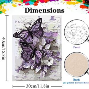 LWZAYS Paint by Numbers for Adults Beginner,4 Pack DIY Adult Paint by Number Kits On Canvas Butterfly Flowers Acrylic Paint,Drawing Paintwork with Paintbrushes Oil Painting Home Decor(11.8x15.8inch)