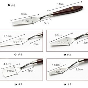 5 pcs Painting Mixing Scraper, Marrywindix Stainless Steel Spatula Palette Knife Oil Painting Accessories Color Mixing