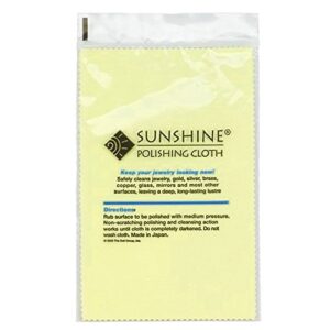 sunshine polishing cloth for sterling silver, gold, brass and copper jewelry. size: 7.75″ x 5″