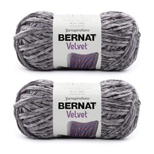 bernat velvet vapor gray yarn – 2 pack of 300g/10.5oz – polyester – 5 bulky – 315 yards – knitting/crochet