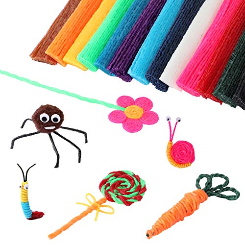 UPINS 1000PCS Wax Craft Sticks Bendable Sticky Wax Yarn Sticks in 13 Colors with Blue Storage Bag for Kids DIY Art Supplies