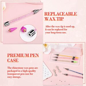 5 Pack Rhinestone Dotting Pen, Dual-Ended Rhinestone Gems Crystals Studs Wax Pencil Picker Tools Pens for Nail Art DIY Decoration, Diamond Painting