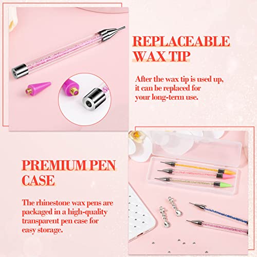 5 Pack Rhinestone Dotting Pen, Dual-Ended Rhinestone Gems Crystals Studs Wax Pencil Picker Tools Pens for Nail Art DIY Decoration, Diamond Painting