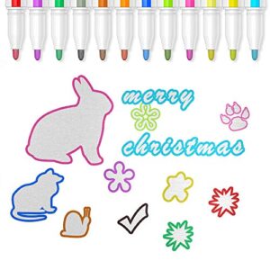 Double Line Outline Pens - 12 Colors Self Outline Metallic Markers Double Line Pen, Outline Markers Pens for Art, Drawing, Greeting Cards, Craft Projects, Posters, Painting, Kid Journal, Self Journal