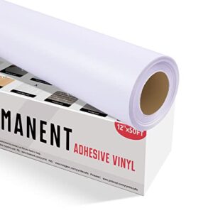 yrym ht white adhesive vinyl roll – permanent adhesive vinyl rolls – 12”x50ft white vinyl sheets for cricut, silhouette and cameo cutters