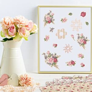 Whaline 12 Designs Spring Pattern Paper Pack 24 Sheet Rose Floral Scrapbook Specialty Paper Pink Double-Sided Collection Decorative Craft Paper for Card Making Scrapbook Photo Album Decor, 30 x 30cm