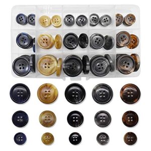 90pcs faux buffalo horn suit coats buttons 5 color 3 size (15mm, 20mm, 25mm) for jacket sleeves and pants sport coat uniform by renashed ( 5 color )