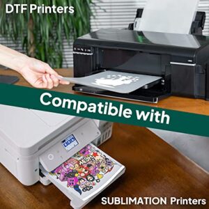 TJ-OCEAN DTF Powder Film Kit for Sublimation & DTF Printer,23Pcs Sensor recognition Stickers,17.6OZ White Digital Hot Melt Adhesive Powder&10 Direct to Film Iron-on Transfer Paper for all Color Fabric