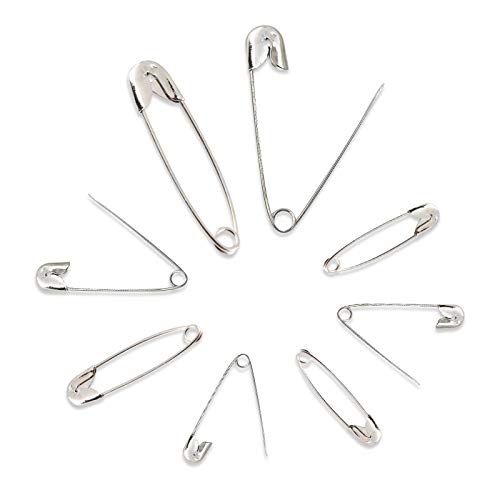 540PCS Safety Pins, EUUPS 4 Sizes Safety Pins Assorted, Durable & Large Strong Safety Pins Bulk for Art Craft Sewing Jewelry Making Home Office Use with Storage Box, Gold Silver Black