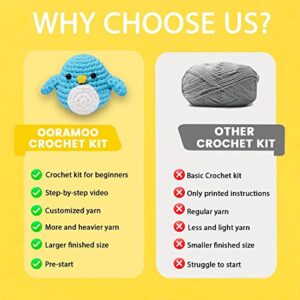 OORAMOO Crochet Kit for Beginners - Cute Bird, Beginner Crochet Starter Kit for Complete Beginners Adults, Crocheting Knitting Kit with Step-by-Step Video Tutorials