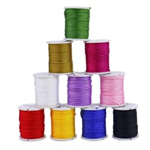 Monrocco Jewelry Nylon Cord, 10 Rolls 1mm Chinese Knotting Cord Nylon Hand Knitting Cord String Beading Thread for Jewelry Making Bracelet Beading Thread