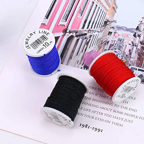 Monrocco Jewelry Nylon Cord, 10 Rolls 1mm Chinese Knotting Cord Nylon Hand Knitting Cord String Beading Thread for Jewelry Making Bracelet Beading Thread