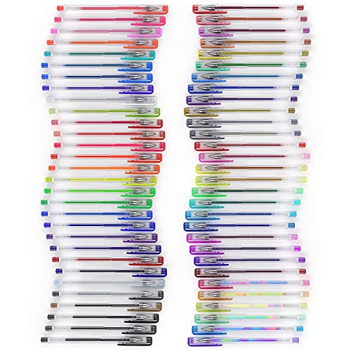 ARTEZA Gel Pens, Set of 60-Individual-Colors, 0.8-1.0 mm Tips, Acid-Free & Non-Toxic, Art Supplies for Journaling, Doodling, Drawing