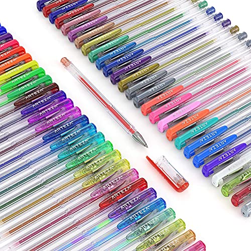 ARTEZA Gel Pens, Set of 60-Individual-Colors, 0.8-1.0 mm Tips, Acid-Free & Non-Toxic, Art Supplies for Journaling, Doodling, Drawing