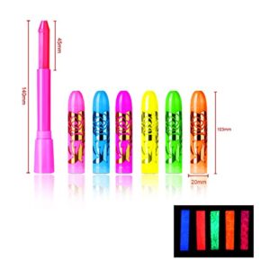 Glow in The Black Light Face Paint Crayons Kit, UV Black Light Makeup Neon Face and Body Paint Sticks Markers for Mardi Gras Halloween Masquerades Makeup