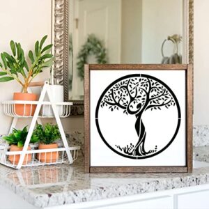 Tree Stencils Tree of Life Stencil for Painting on Wood Airbrush Natural Plants Small Palm Tree Drawing Templates for Canvas Wall Floor Decor DIY Art Crafts and Decorations (12pcs 5.9in Tree)