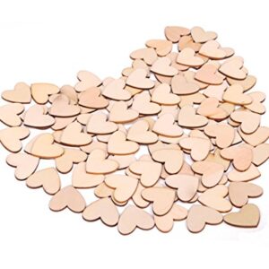 Shapenty Unfinished Blank Wooden Heart Shaped Slices Discs DIY Craft Pieces for Wedding Ornaments Christmas Party Embellishment, Pack of 100