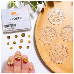 keoker flower polymer clay molds – 4 pcs flower & leaf polymer clay molds for jewelry making, daisy miniature clay molds, polymer clay molds for polymer clay earrings decoration (mini flower & leaf)