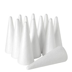 12 pack foam tree cones for diy crafts, bulk for diy christmas gnomes, holiday decor (2.87 x 7.25 in)