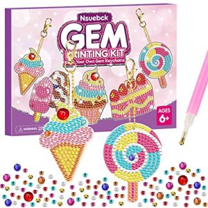 diamond painting kits for kids – paint by number gem keychains – diy arts and crafts easter gifts for kids girls 6-8 8-10 10-12