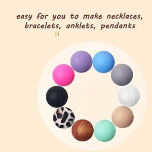 100 Pieces 15mm Round Silicone Beads DIY Necklace Bracelet Beads Set for Crafts Bracelet Jewelry