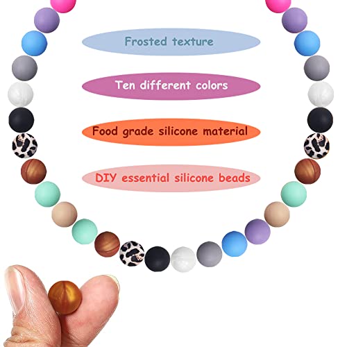 100 Pieces 15mm Round Silicone Beads DIY Necklace Bracelet Beads Set for Crafts Bracelet Jewelry