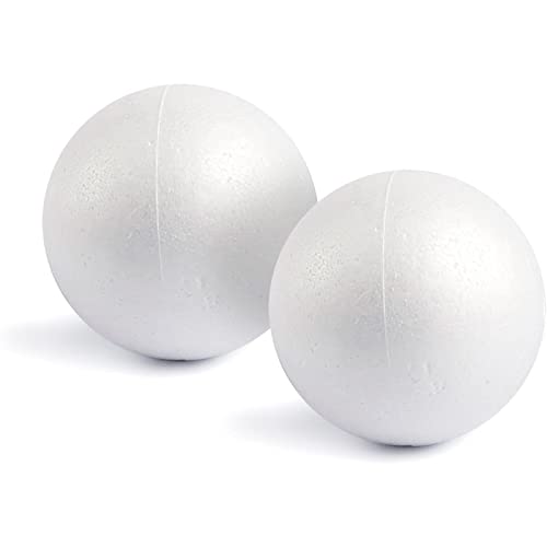 Juvale 2 Pack Foam Balls for Crafts, 6-Inch Round White Polystyrene Spheres for DIY Projects, Ornaments, School Modeling, Drawing