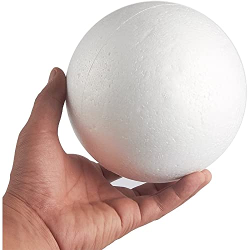 Juvale 2 Pack Foam Balls for Crafts, 6-Inch Round White Polystyrene Spheres for DIY Projects, Ornaments, School Modeling, Drawing