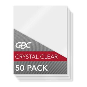 gbc laminating sheets, thermal laminating pouches letter size, 10mil, heatseal crystal clear, 50 pack (3200405)